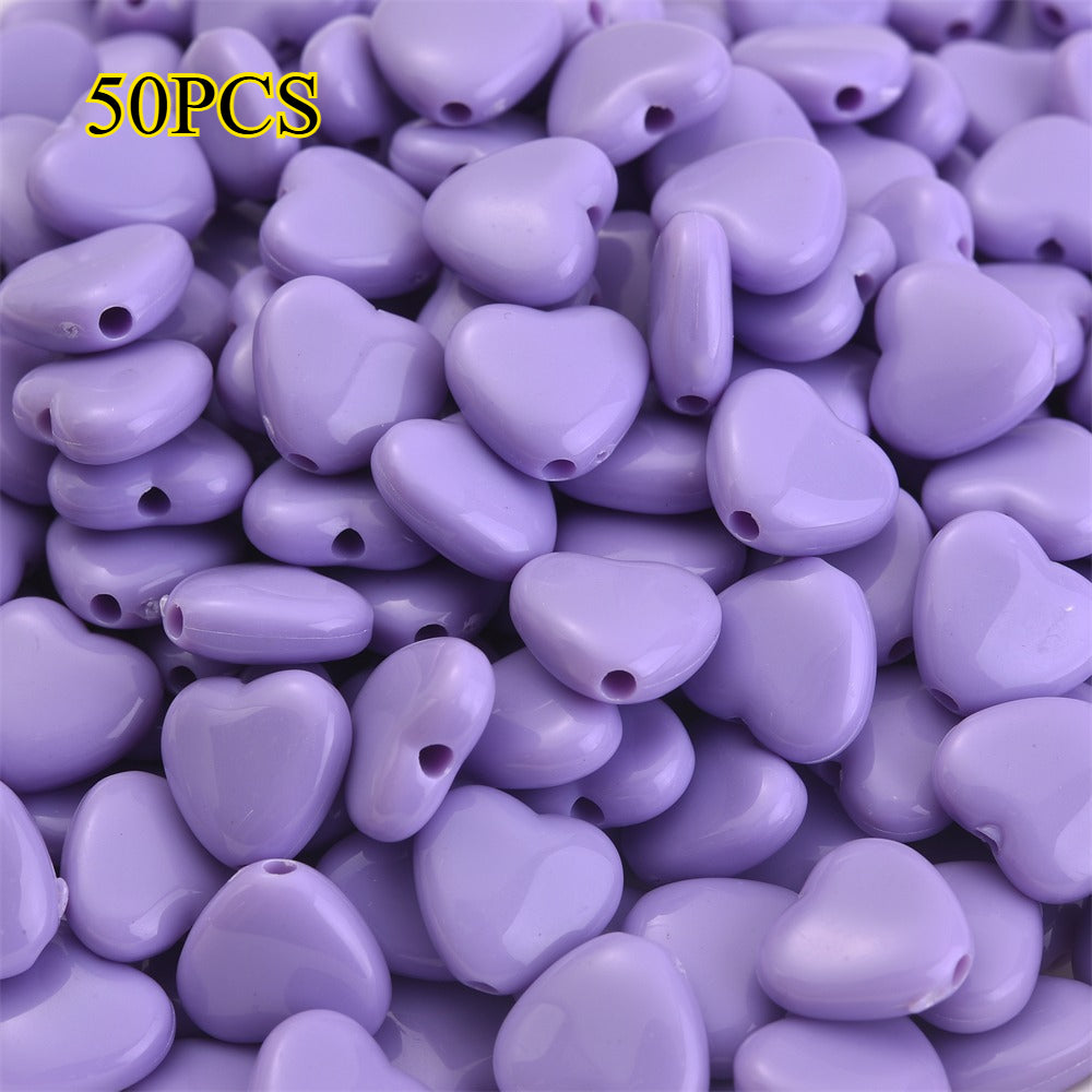 50pcs 12x11mm Heart-Shaped Acrylic Beads