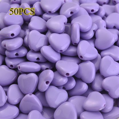 50pcs 12x11mm Heart-Shaped Acrylic Beads