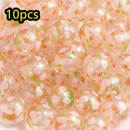 4/10pcs 16mm Pink Strawberry Resin Beads