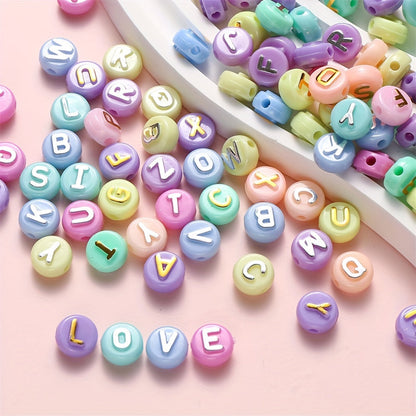 Gold Silver Letter Acrylic Beads