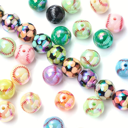 AB Football Baseball Acrylic Spacer Beads