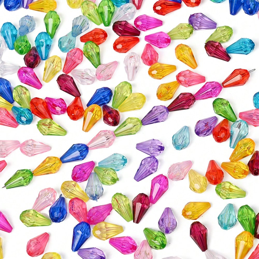 200pcs 13x8mm Faceted Waterdrop Acrylic Beads