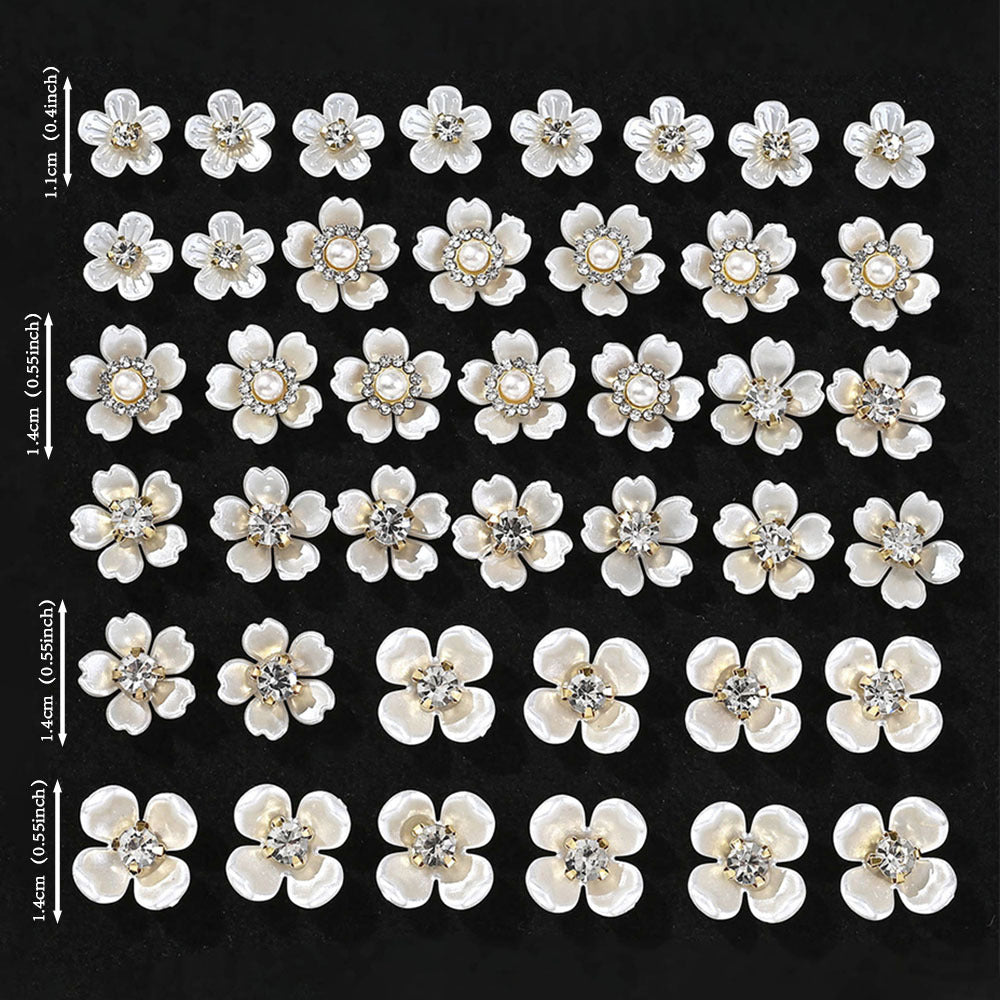 White Rhinestone Five-Petal Flower Patches