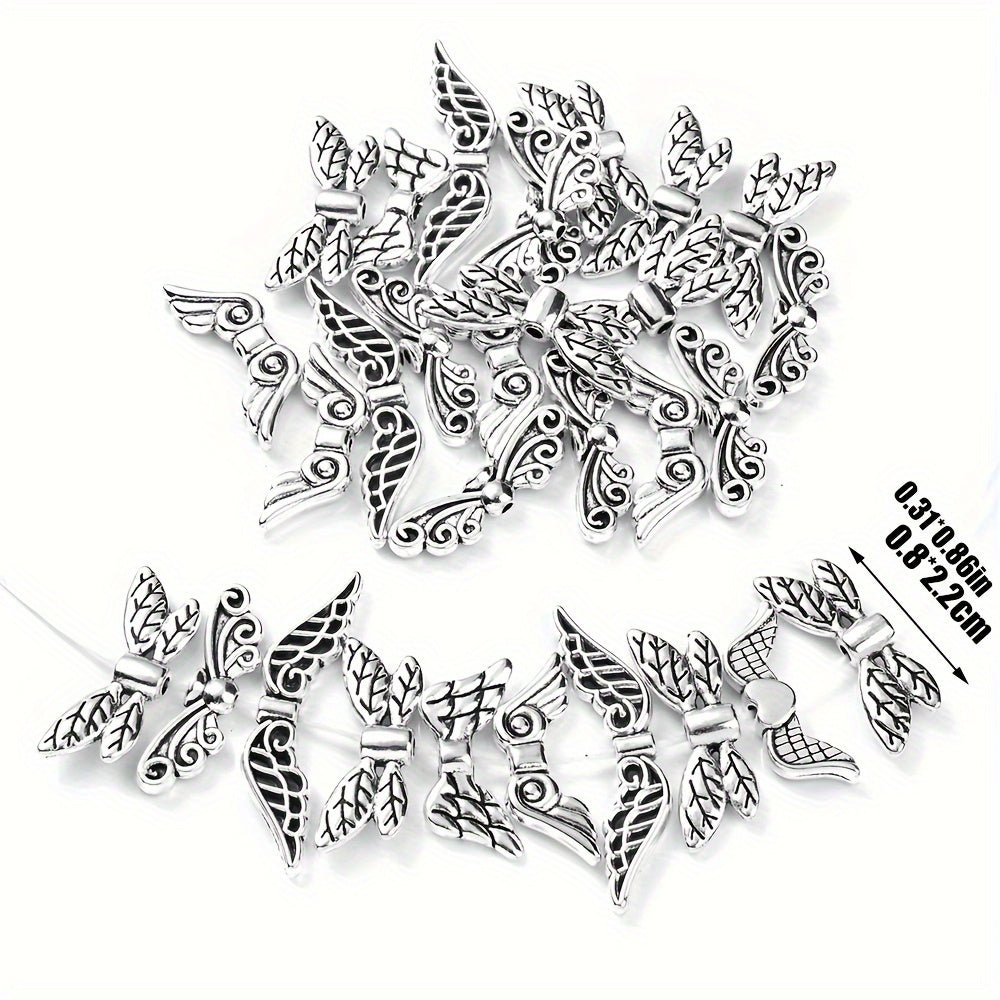 20pcs/set 22x81mm Ancient Silver Wing Alloy Charms