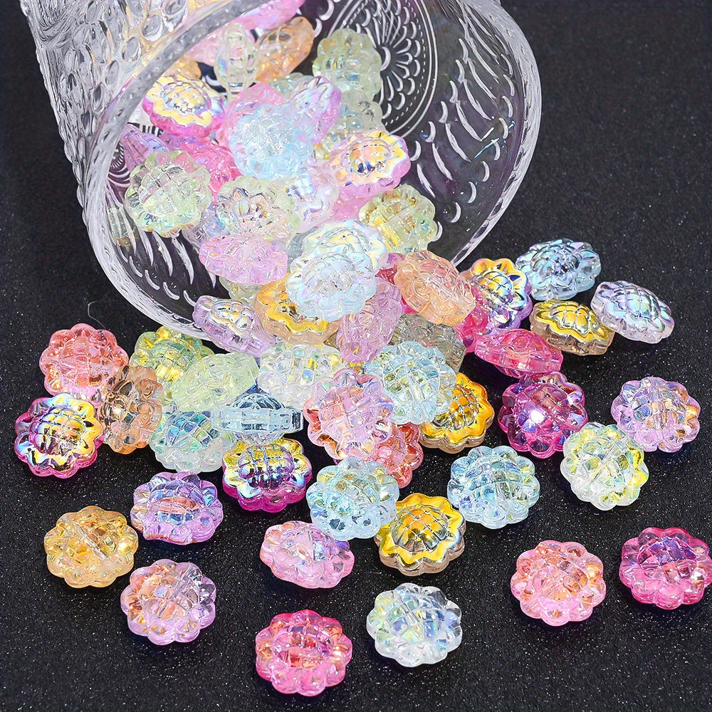 20PCS 15mm Transparent AB Sunflower Glass Jelly Spacer Beads