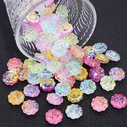 20PCS 15mm Transparent AB Sunflower Glass Jelly Spacer Beads