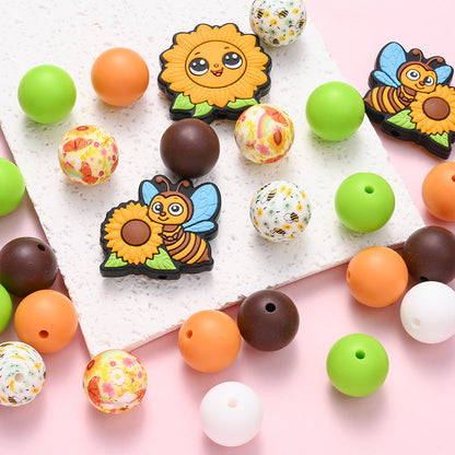 Sun Bee Sunflower Silicone Beads Set
