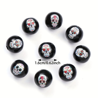 Halloween Skull Wooden Spacer Beads