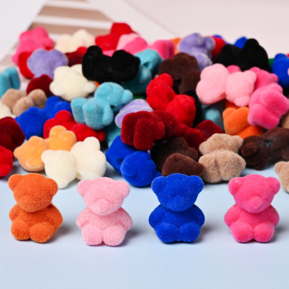 5pcs 15x18mm Resin Flocking Bear Beads