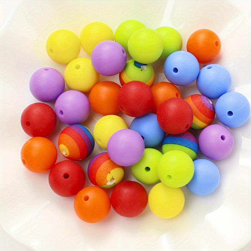 Rainbow Round Silicone Beads