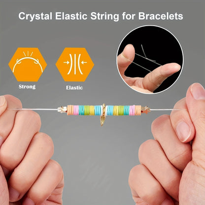 3 Rolls 0.8mm Elastic Beading Cord with Scissors
