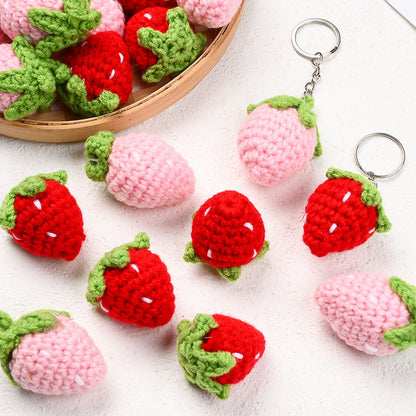 12PCS Hand-Crocheted Strawberry Charm Set