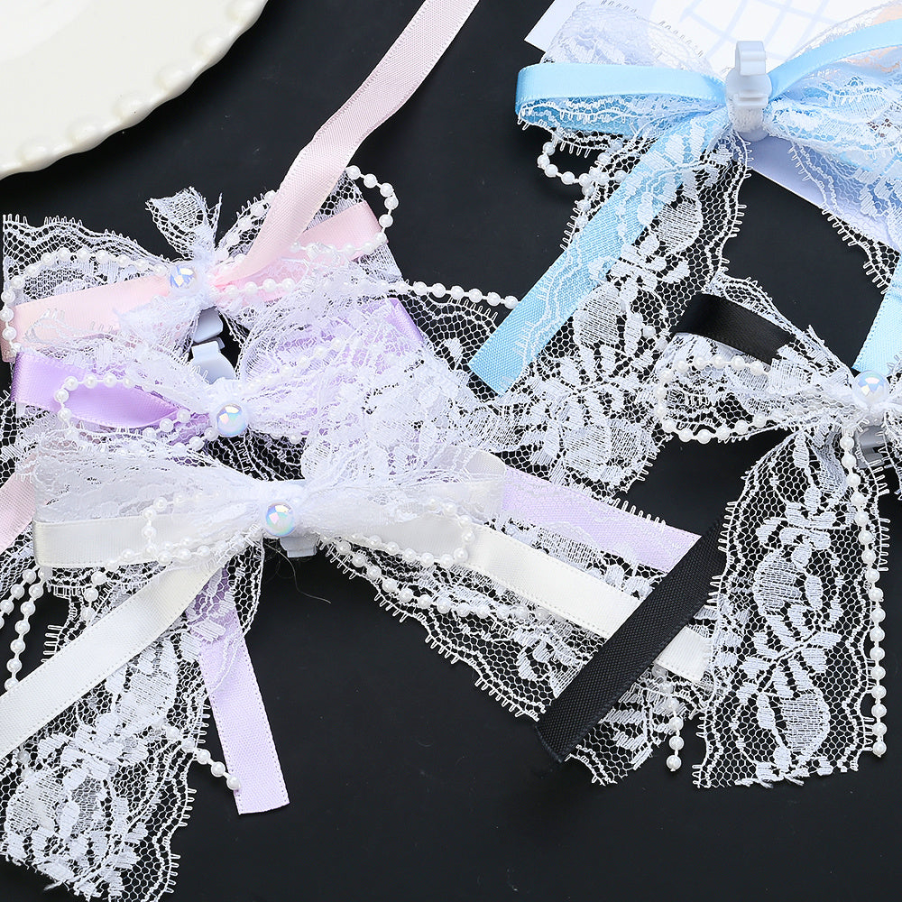 Lace Bow Pearl Butterfly Shoe Clips