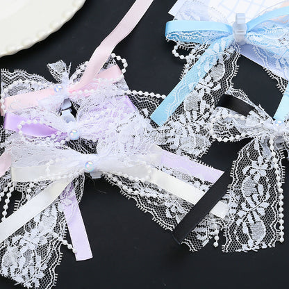 Lace Bow Pearl Butterfly Shoe Clips