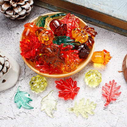 160g Resin Maple Leaf, Pumpkin & Hazelnut Decorative Set