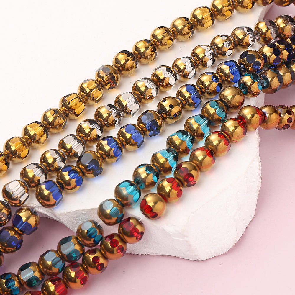 1/3strip 8-Faceted Synthetic Crystal Glass Bead, Random Color Flat Round