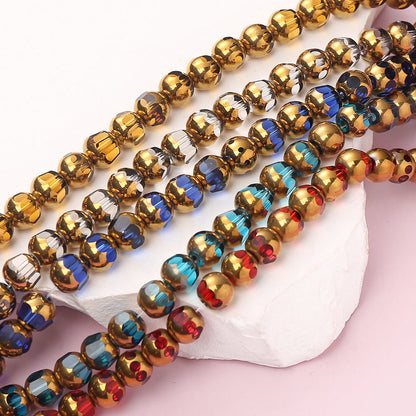 1/3strip 8-Faceted Synthetic Crystal Glass Bead, Random Color Flat Round