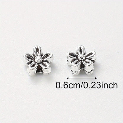 50pcs Antique Silvery Flower Spacer Beads