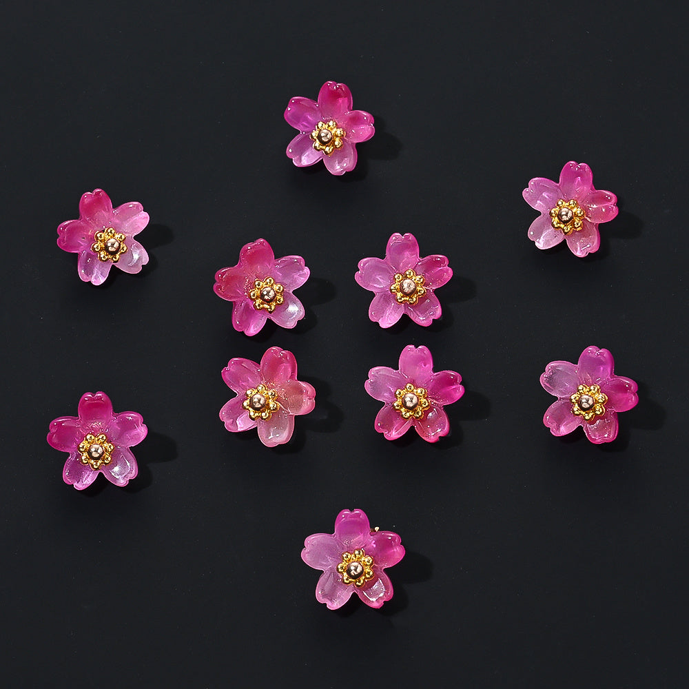 20pcs 10mm Colorful Gradient Glass Flower Beads