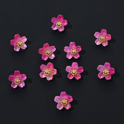 20pcs 10mm Colorful Gradient Glass Flower Beads