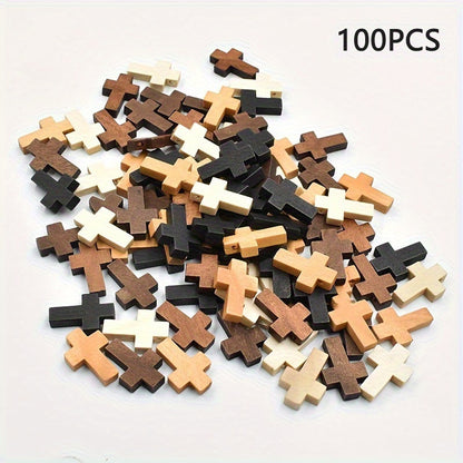 Natural Wood Cross Charms