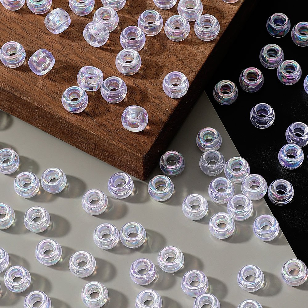 100pcs 5x9mm Shiny AB Color Acrylic Pony Beads