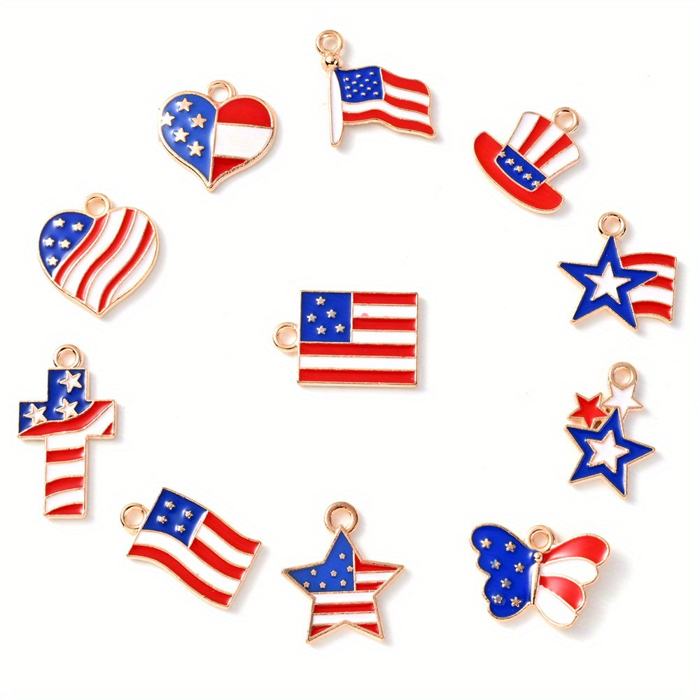 50-Piece American Flag-Themed Alloy Charm Set