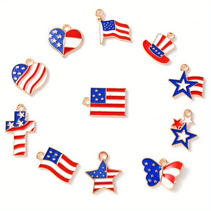 50-Piece American Flag-Themed Alloy Charm Set