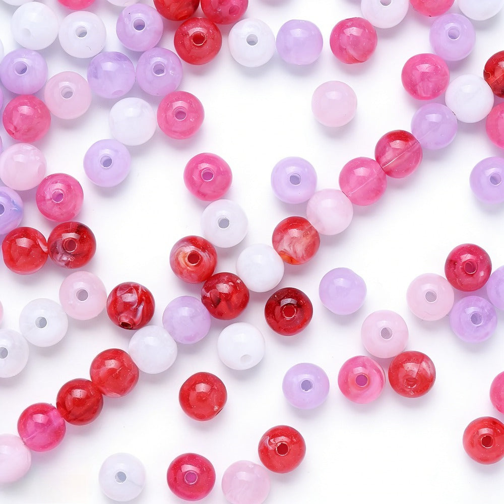 200pcs 8mm Valentine's Day Themed Pastel Pink Gradient Beads