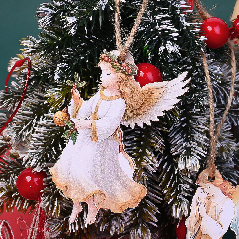 Wooden Christmas Angel Hanging Decorations
