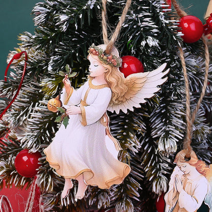 Wooden Christmas Angel Hanging Decorations