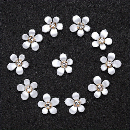 White Five-Petal Flower Acrylic Patch Beads