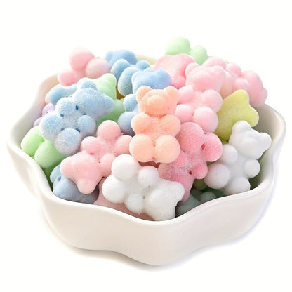 Macaron Flocking Bear Acrylic Beads