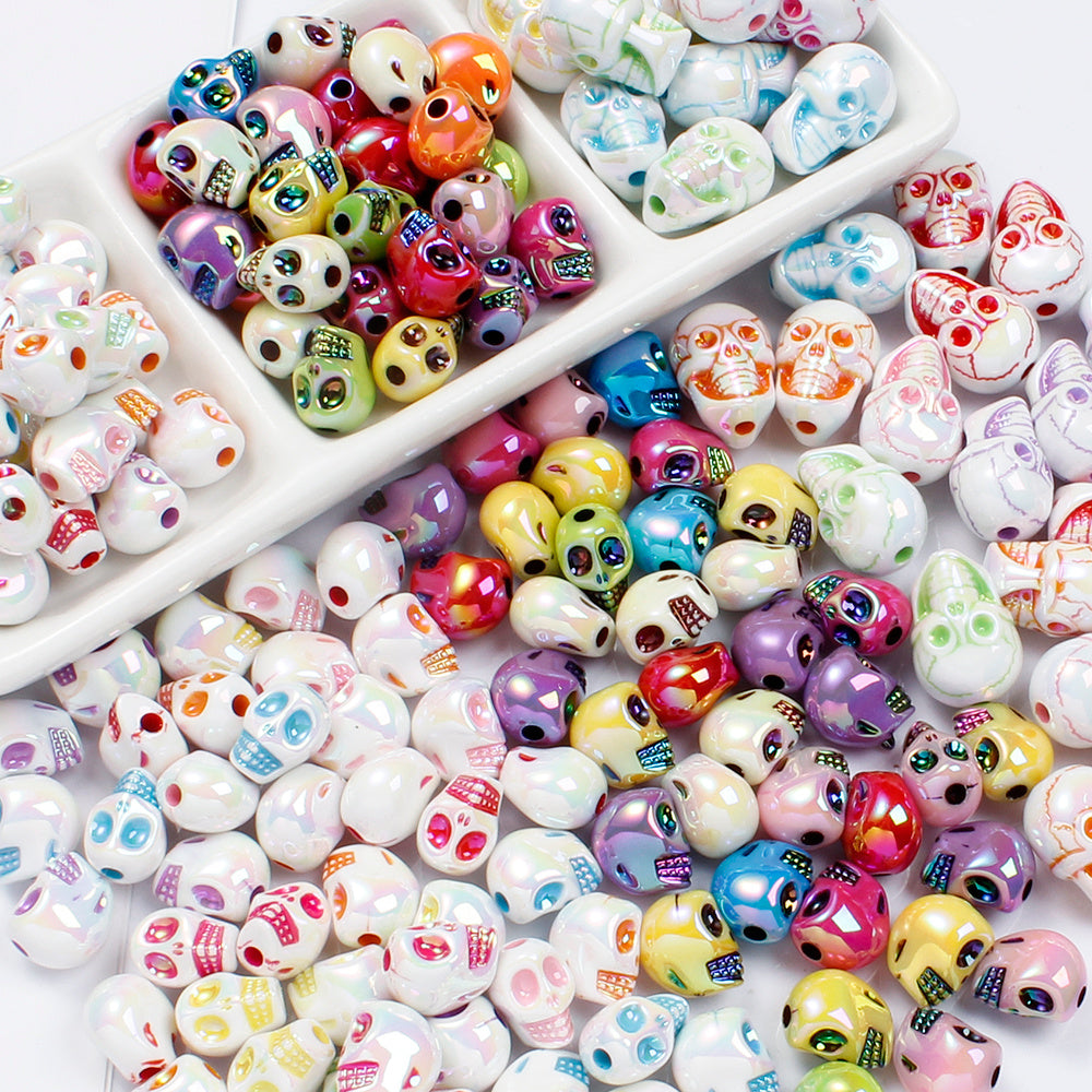 10pcs Colorful Skull Beads