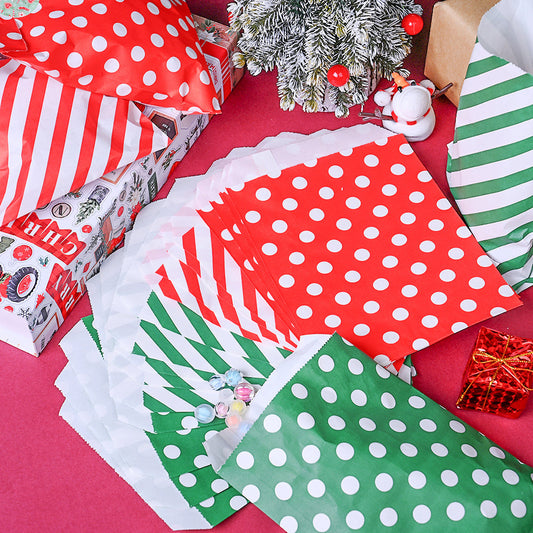 Christmas Polka Dot and Stripe Paper Gift Bags