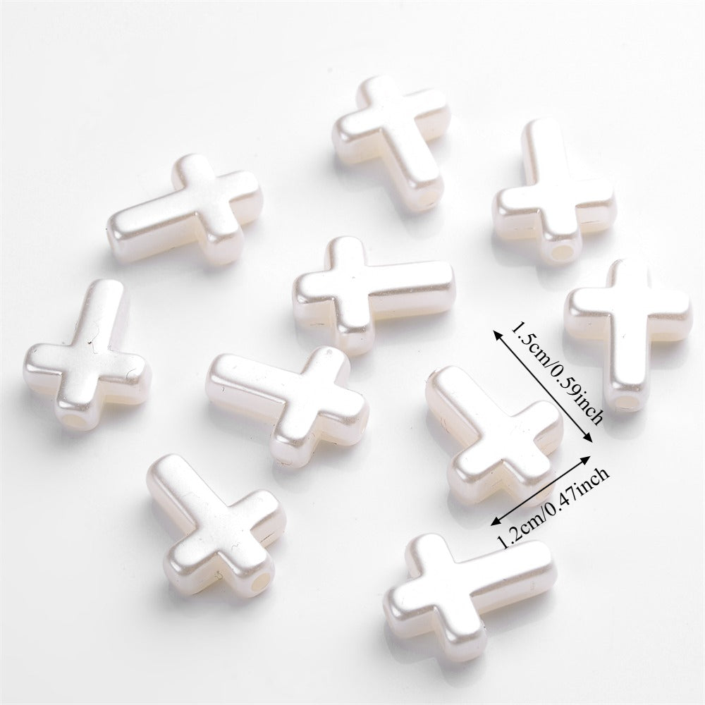 50pcs 12x15mm White Acrylic Cross Beads