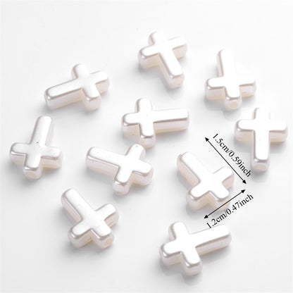 50pcs 12x15mm White Acrylic Cross Beads