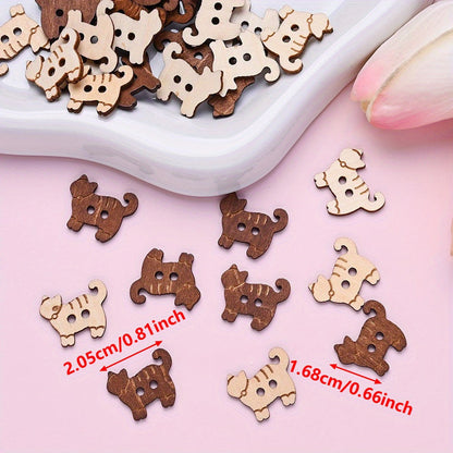 Kitten Wood Double Hole Buttons