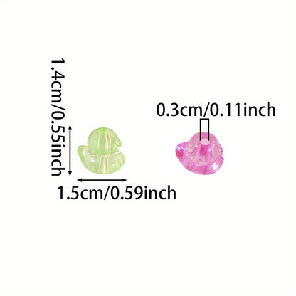 30pcs 14x15mm Transparent Little Duck Acrylic Beads