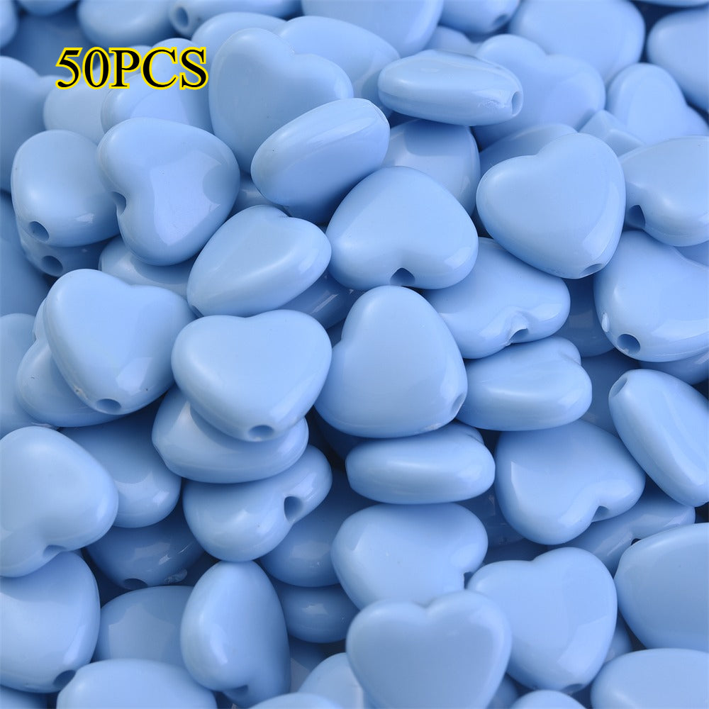 50pcs 12x11mm Heart-Shaped Acrylic Beads