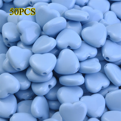50pcs 12x11mm Heart-Shaped Acrylic Beads