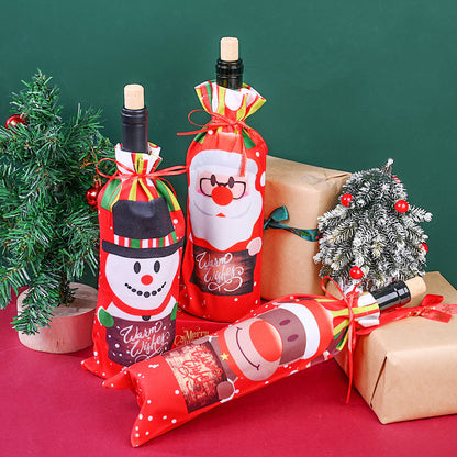 1/3PCS 13×32cm Christmas Character Wine Bottle Bag Set