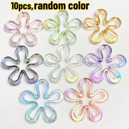 10-Piece 43 mm UV Gradient Plum Blossom Acrylic Beads