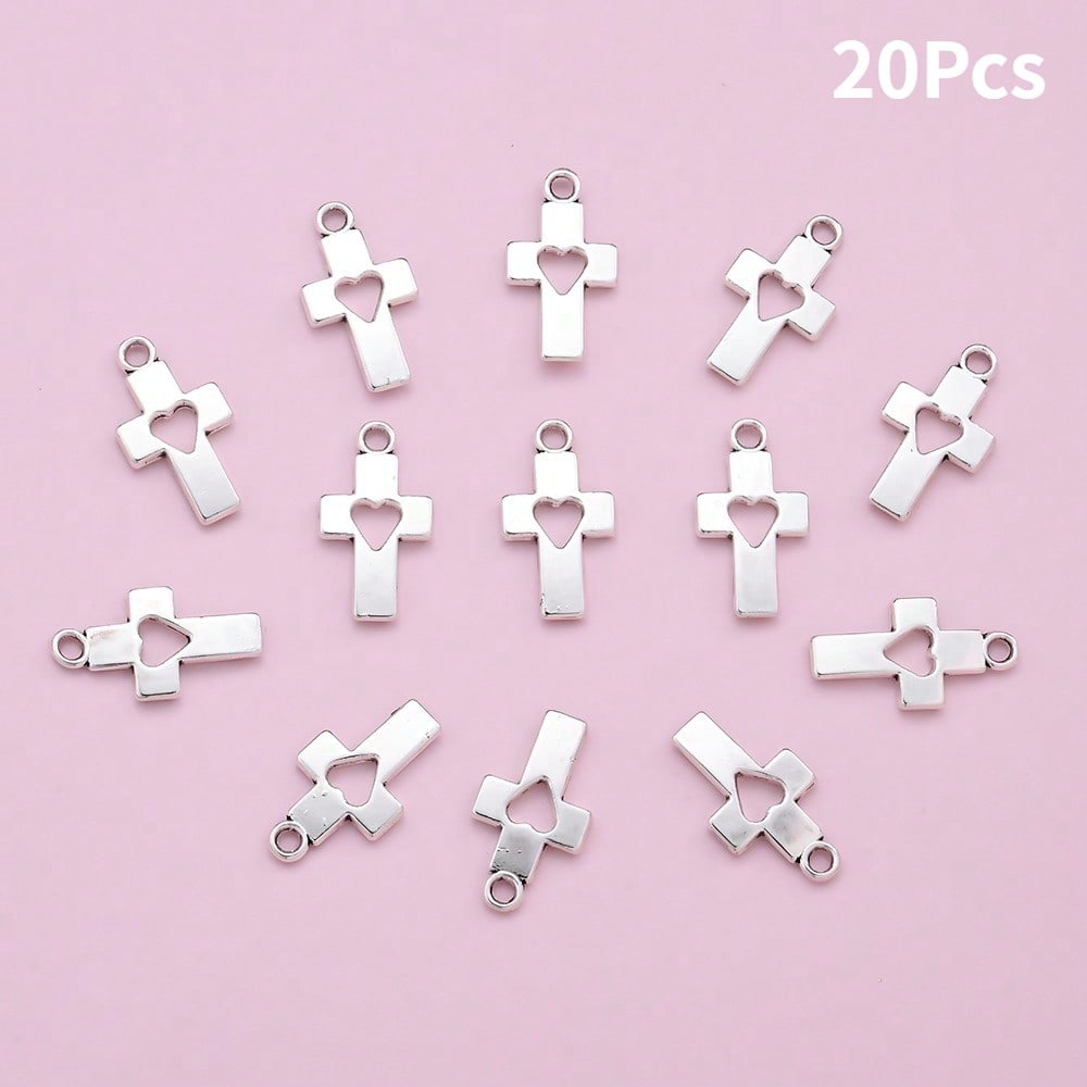 Heart Hollow Cross Pendant Charms