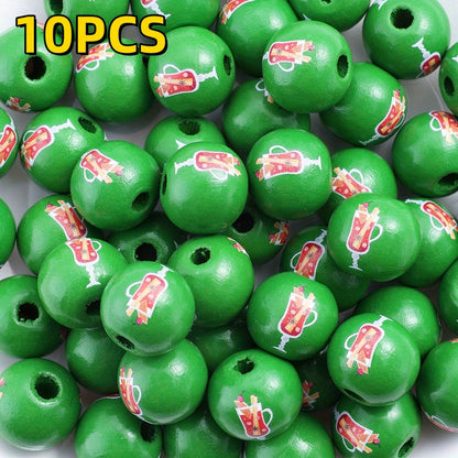 10pcs/set 16mm Christmas Wooden Beads