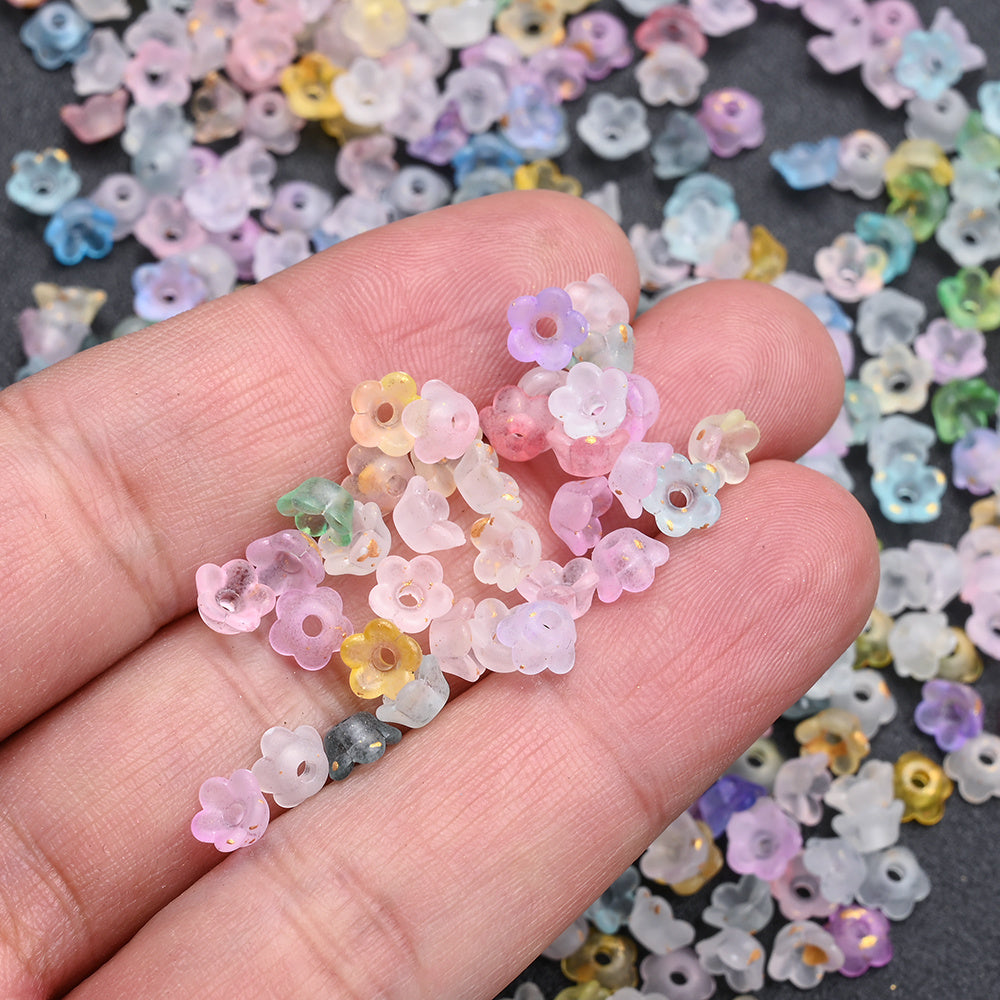 500pcs 3x6mm Lily of the Valley Acrylic Flower Cap Beads