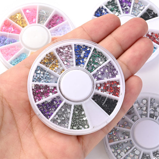 1BOX 12-Grid Transparent AB Rhinestone Sequin Set