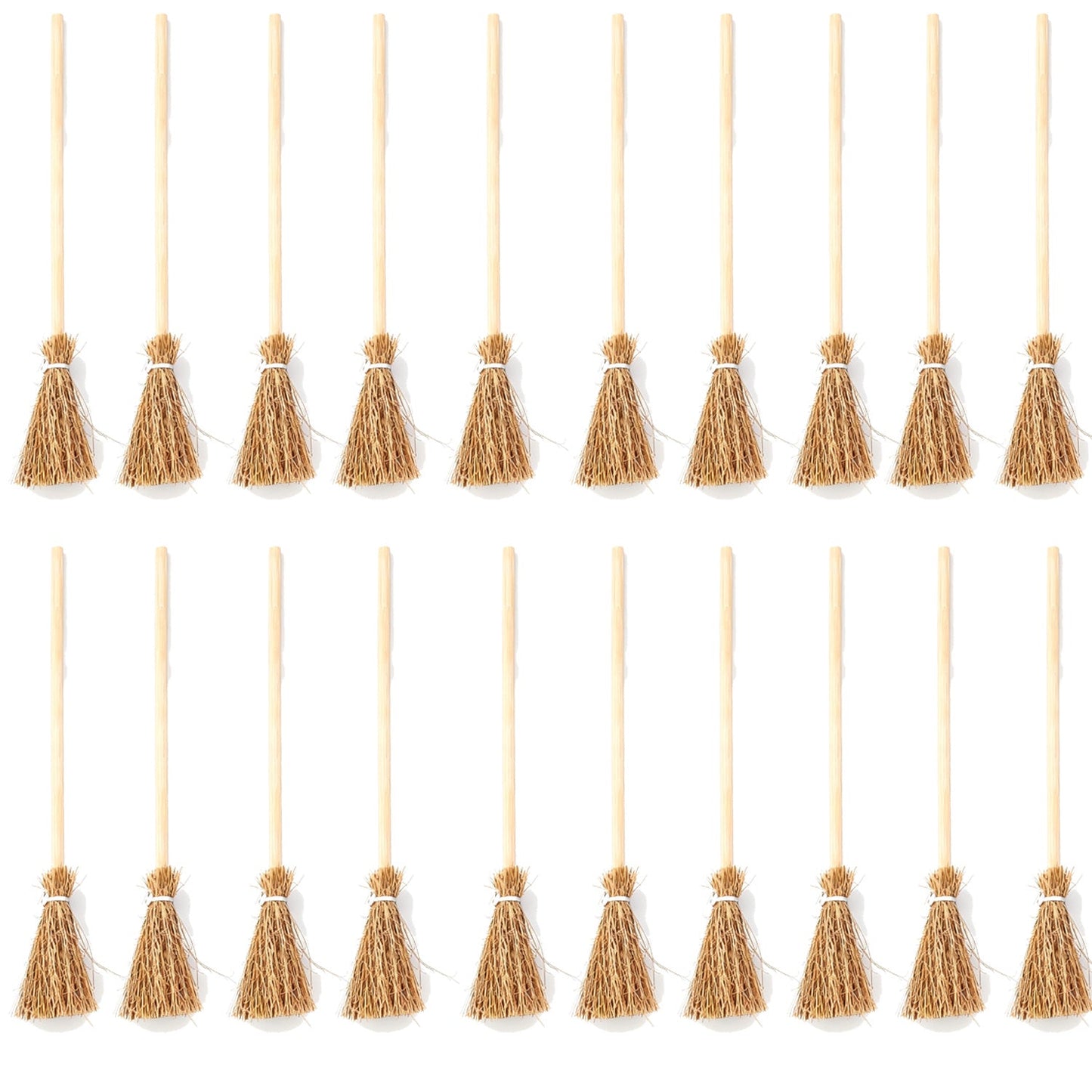 100-Piece Mini Artificial Straw Brooms with White Ropes