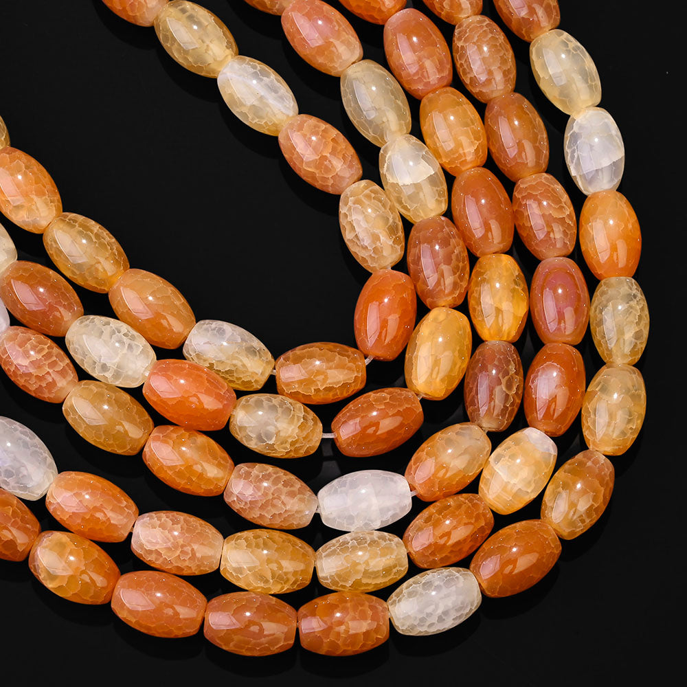 32pcs/strand 8x12mm Natural Agate Rice Shaped Beads