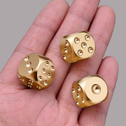 2/6PCS Golden Brass Dice Set